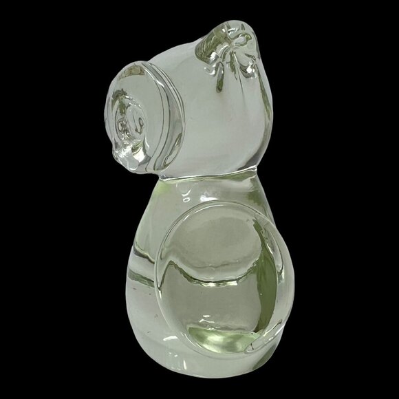 Kitschy Hand-Blown Clear Glass Owl Paperweight Figurine Darling Cute 3.5 in - Picture 3 of 8